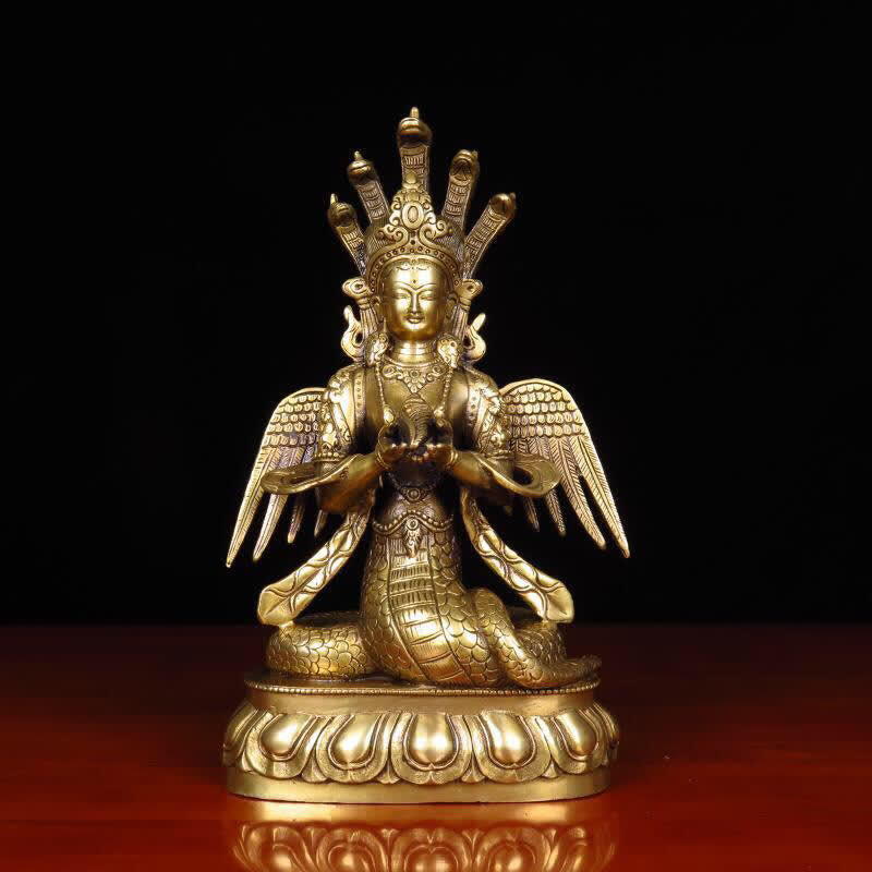 Buddha Stones Bodhisattva Nuwa, de Slangenfee, Bescherming, Koperen Beeldje, Decoratie - image 1