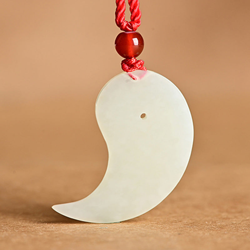Buddha Stones Yin Yang witte jade cyaan jade beschermingsketting met Ketting - image 9