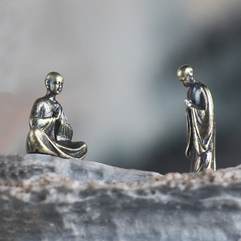 Buddha Stones Mini meditatie Boeddha metalen monnik sereniteit huisdecoratie - image 1