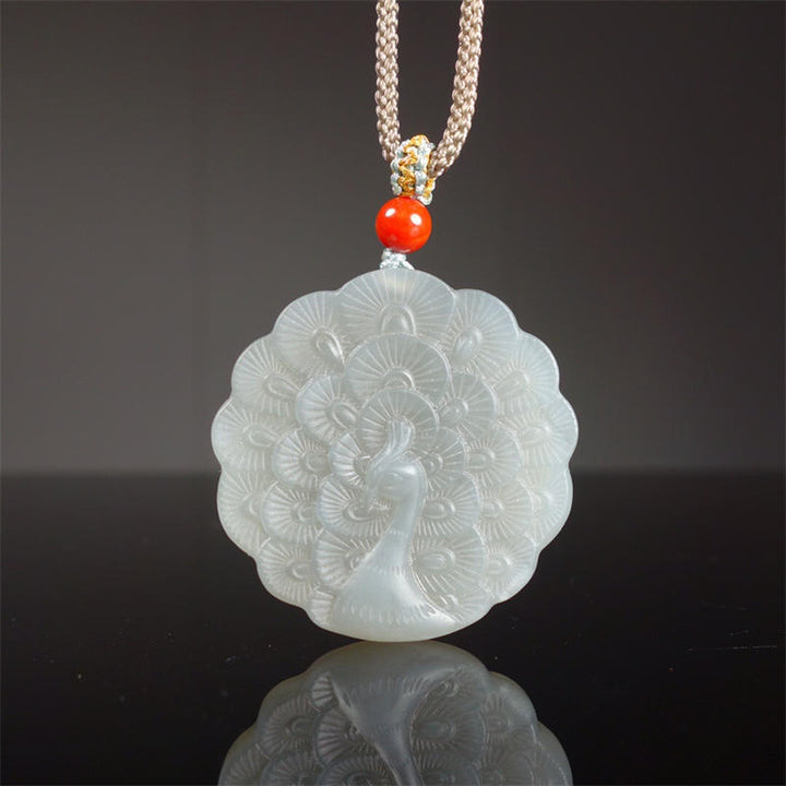 Witte jade pauw beschermings- en Ketting - Witte jade (Bescherming ♥ Geluk) - image 0