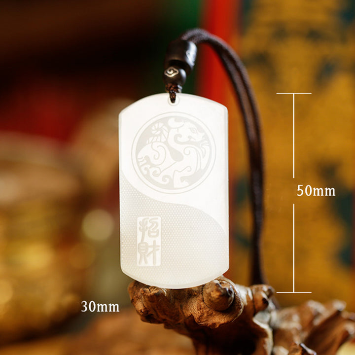 Buddha Stones Witte jade PiXiu Yin Yang geluks- en Ketting - image 10