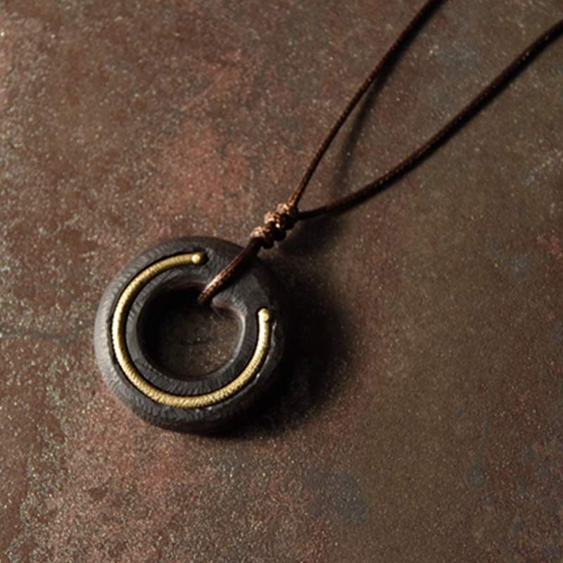 Buddha Stones Zen cirkel ebbenhouten Ketting - image 1