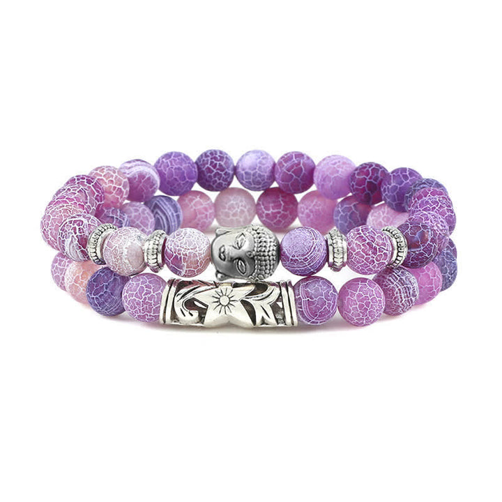 Buddha Stones 2 stuks natuurlijke kristallen agaat Boeddha Armband - Paarse verweerde agaat - image 22