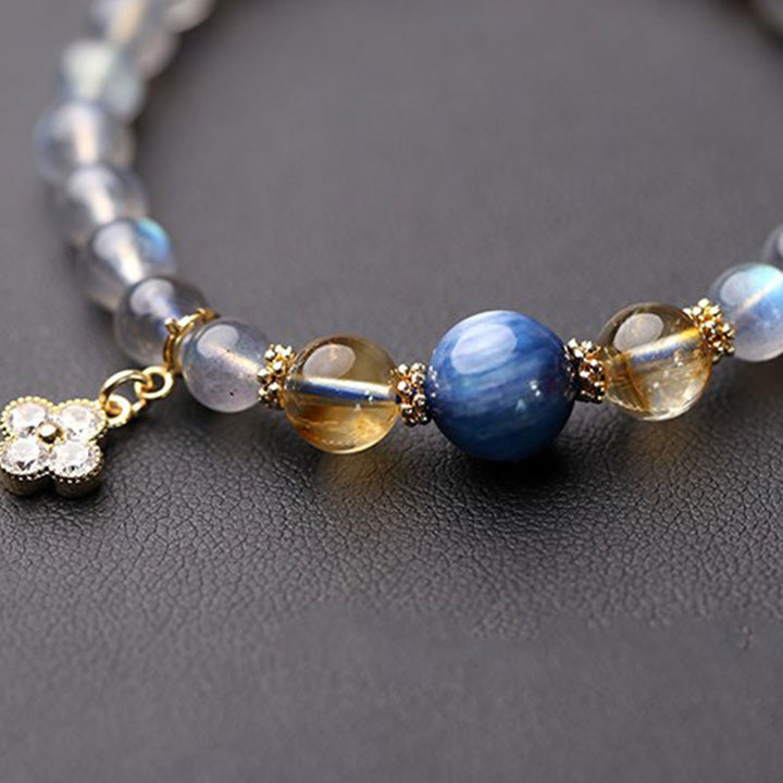 Buddha Stones Armband met helende kralen in de vorm van een bloem van natuurlijke maansteen. - image 8