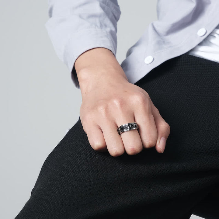 Buddha Stones Driehoekige knoop Triquetra titanium stalen draaibare Ring - image 3