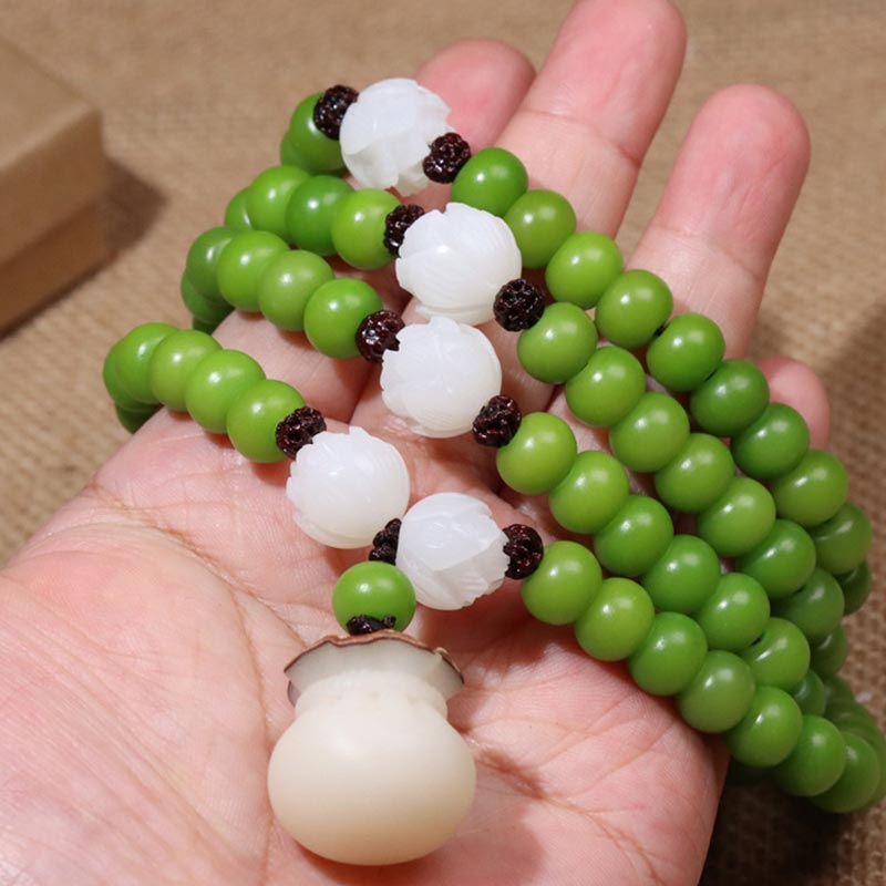 Buddha Stones Natuurlijke Bodhizaad Mala Armband met 108 kralen - image 3