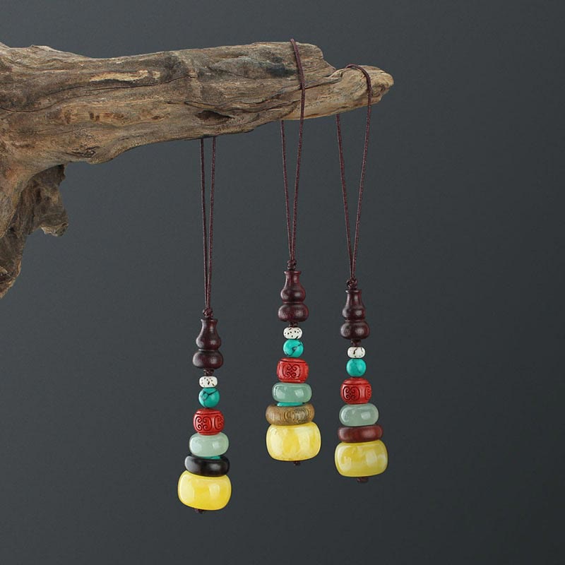 Groene sandelhout ebbenhouten kalebas zevenlaagse pagode positieve Telefoonhanger decoratie - image 0