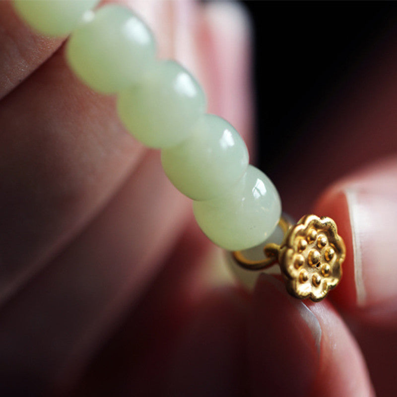 Buddha Stones Verstelbare Armband met jade lotusbloem en overvloed - image 12