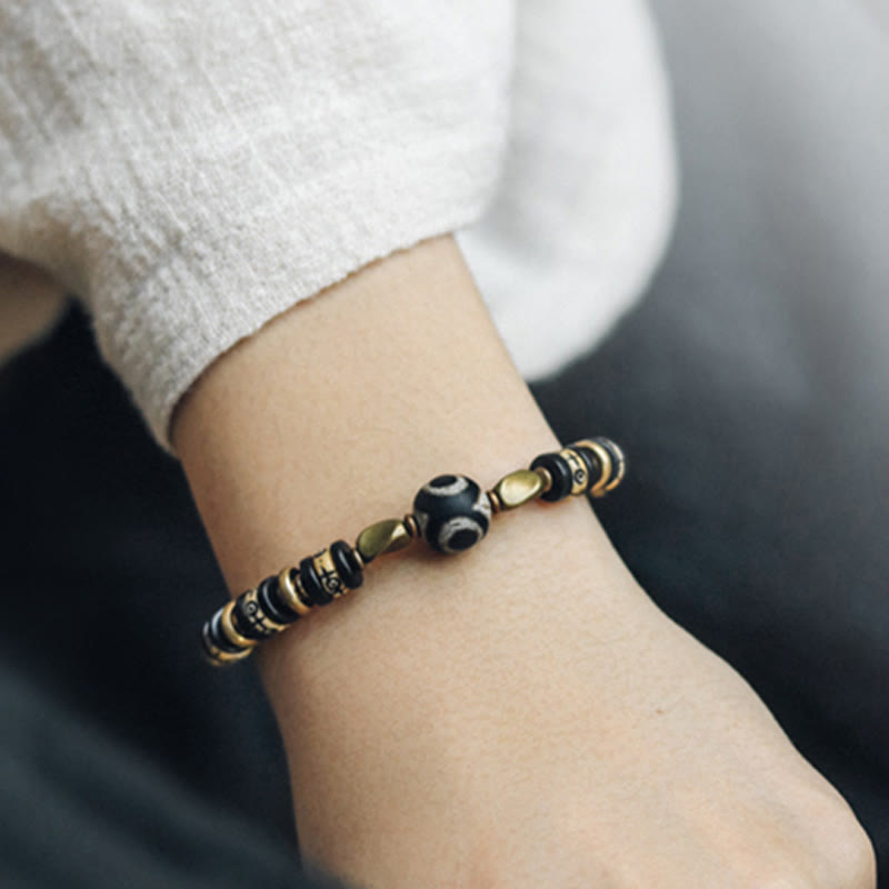 Buddha Stones Armband van Tibetaanse botkralen en ebbenhout voor extra kracht - image 2