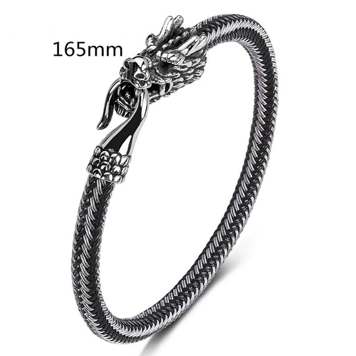 Buddha Stones Armband van titaniumstaal ter bescherming en geluk - Wit &amp; Zwart - 165 mm - image 29