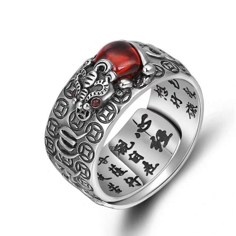 Buddha Stones Genstone PiXiu Feng Shui Kikker Vajra Dorje Hart Soetra Rijkdom Verstelbare Ring - image 0