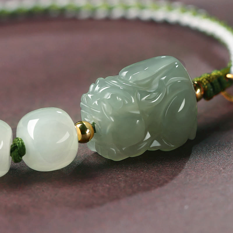 Buddha Stones Armband van natuurlijke Hetian-jade met PiXiu-gelukskarakter. - image 2