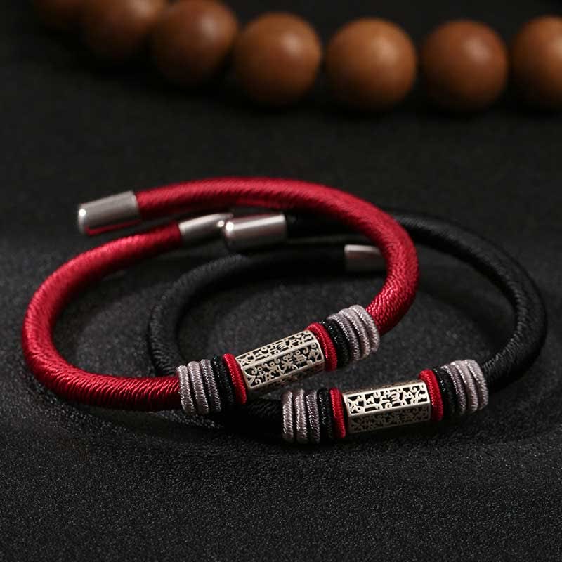 Buddha Stones 925 Sterling Zilveren Om Mani Padme Hum Vrede Rode Koord Armband - image 2