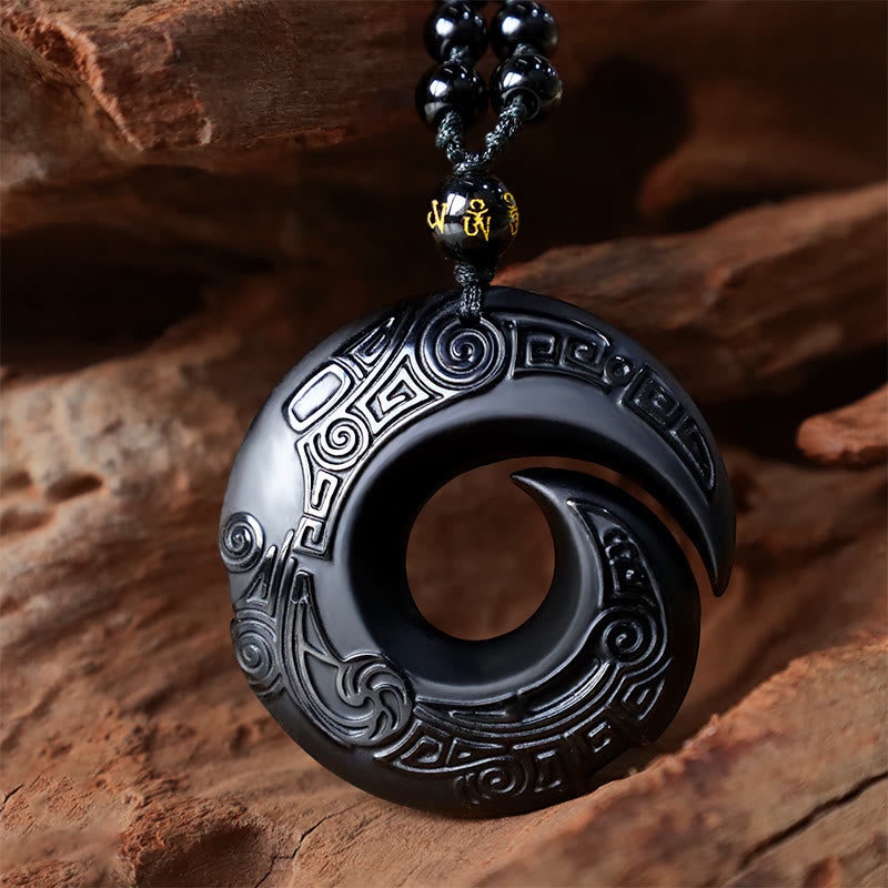 Buddha Stones Natuurlijke zwarte obsidiaan ijsobsidiaan kracht Ketting - image 4