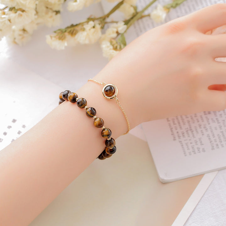 Buddha Stones Zonnesteen Aardbeikwarts Kristal Positieve Armband - Tijgeroog - image 19