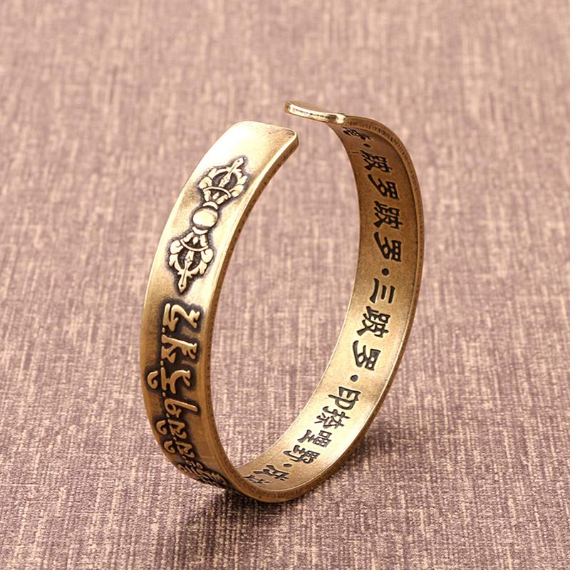 Buddha Stones Tibetaanse Mahāpratisarā Mantra Sanskriet Koper Messing Genezende Bangle-armband - image 3