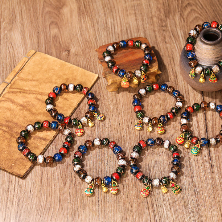 Buddha Stones Vijf Elementen Gouden Verslindend Beest Familie Charm Liuli Glazen Kraal Armband - image 10