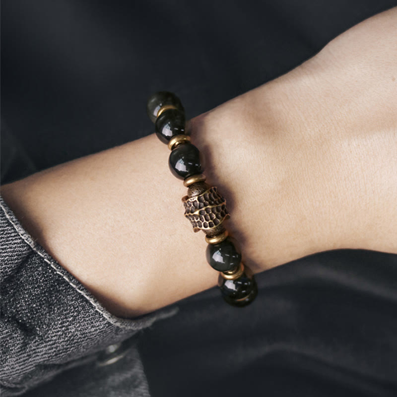 Buddha Stones Regenboog Obsidiaan Koper Liefde Helende Armband - image 9