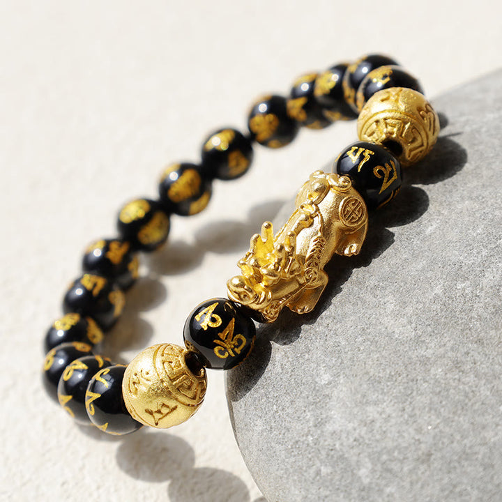 Buddha Stones Feng Shui PiXiu Obsidiaan Rijkdom Armband - image 1