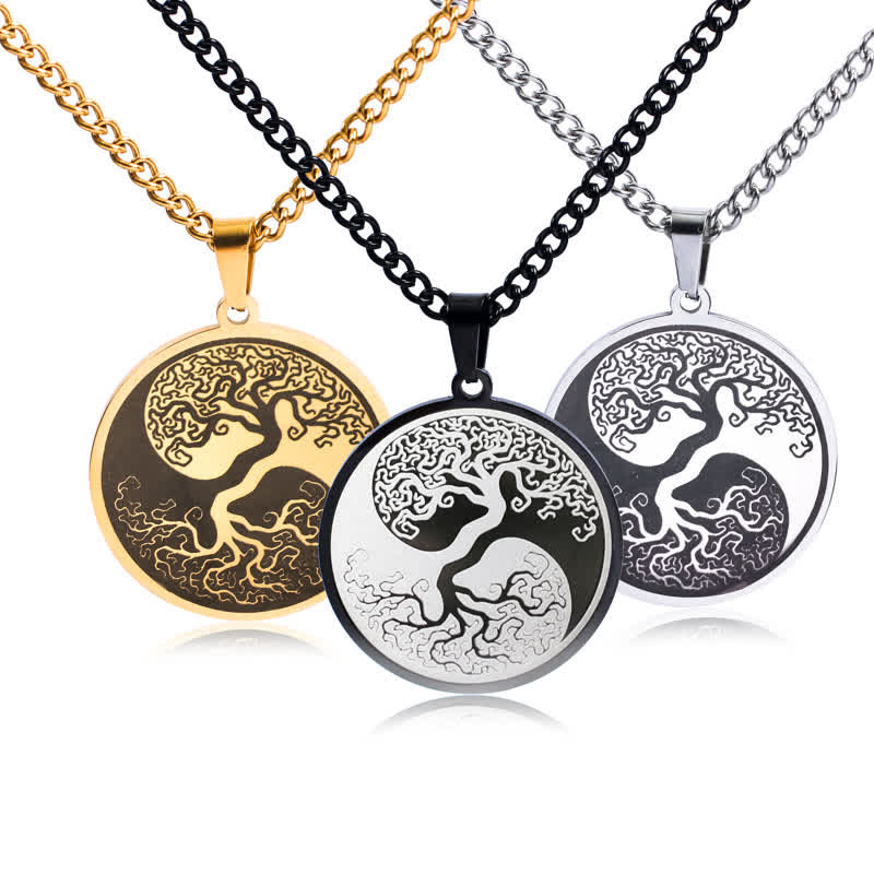 Buddha Stones De Levensboom Ketting van titaniumstaal - image 0