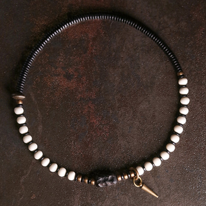 Buddha Stones Armband voor stellen, gemaakt van beenkralen, ebbenhout en koper. - image 5