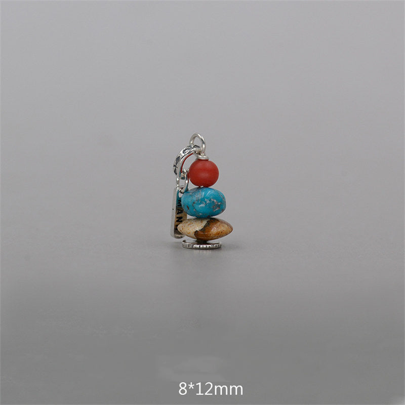 Buddha Stones Zen Cairn Labradoriet Diverse Kristallen Kalmerende Hanger Ketting - Hanger met rode glaskralen, turkoois en natuursteen, 8 x 12mm - image 13