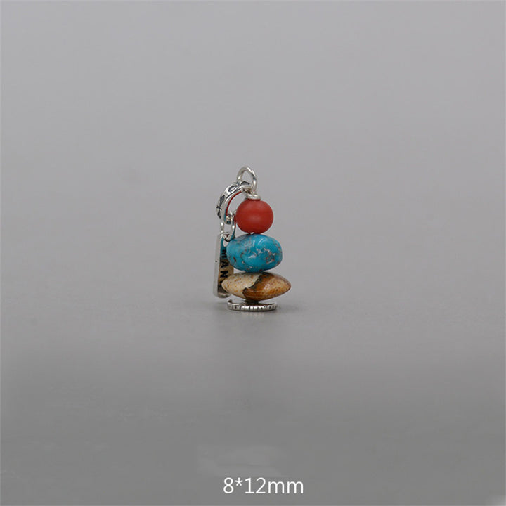 Buddha Stones Zen Cairn Labradoriet Diverse Kristallen Kalmerende Hanger Ketting - Hanger met rode glaskralen, turkoois en natuursteen, 8 x 12mm - image 13