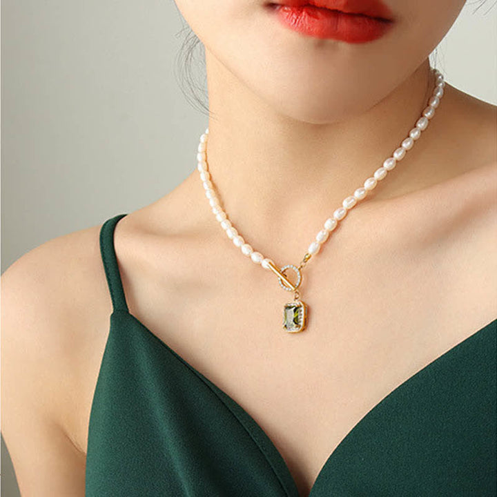 Parel Zirkoon Rijkdom Charm Ketting - image 12