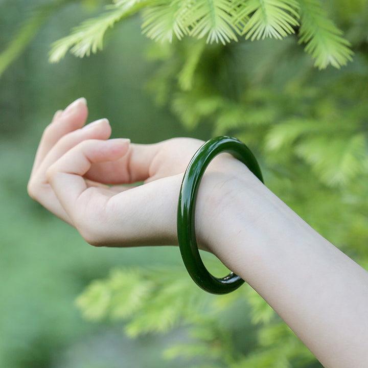 Buddha Stones Cyaan jade Armband met symbool voor een lang leven. - image 2