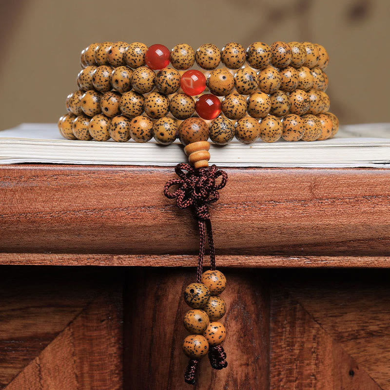 Buddha Stones 108 Mala kralen Bodhizaad Rode agaat Armband - Bodhizaad (geluk♥voorspoed) - image 0