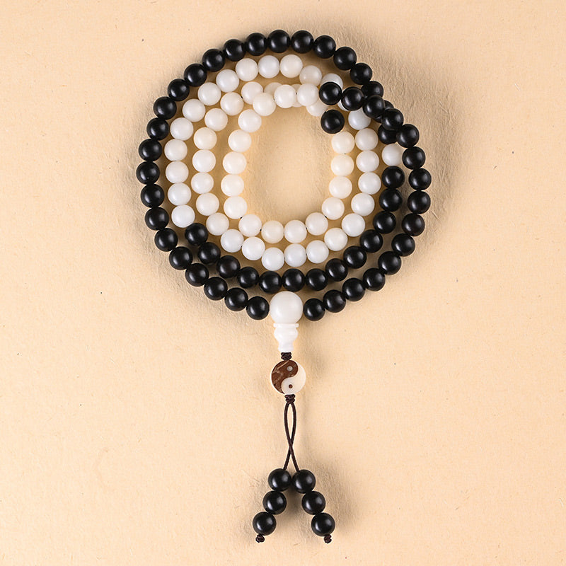 Buddha Stones Ebbenhouten YinYang Ketting Mala - image 4