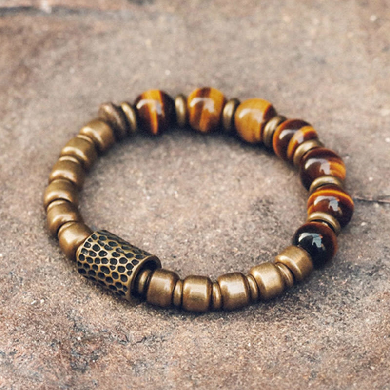 Buddha Stones Beschermende Armband van koper met tijgeroogsteen - 17-17,5 cm - image 0