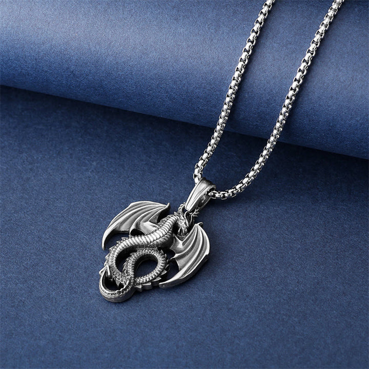 Buddha Stones Ketting met gelukssymbool en drakenmotief van puur tin. - image 3