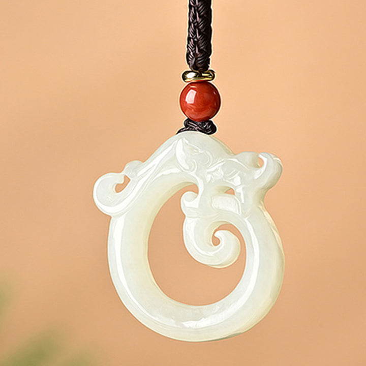 Buddha Stones Witte jade cyaan jade draak Ketting hanger - image 7