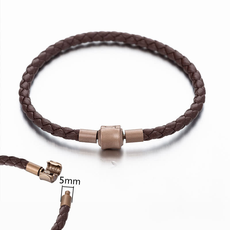 Buddha Stones Armband leren touwarmband met geluksvlechtwerk - 4 mm bruin 19 cm - image 8