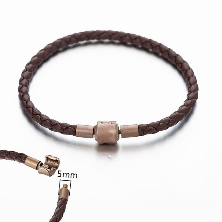 Buddha Stones Armband leren touwarmband met geluksvlechtwerk - 4 mm bruin 19 cm - image 8