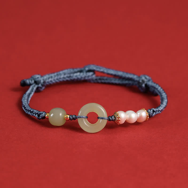 Buddha Stones Natuurlijke Hetian jade parel vredesgesp Armband - Blauw - image 13