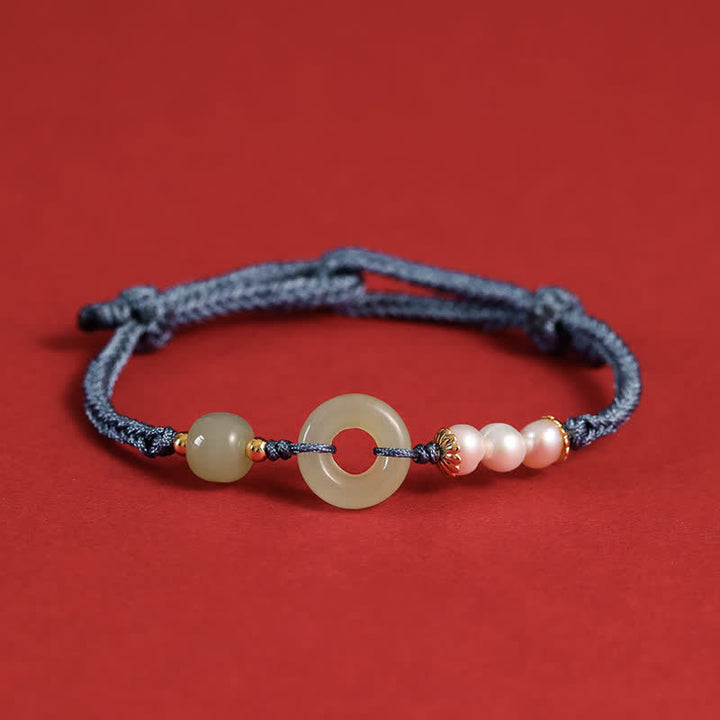 Buddha Stones Natuurlijke Hetian jade parel vredesgesp Armband - Blauw - image 13