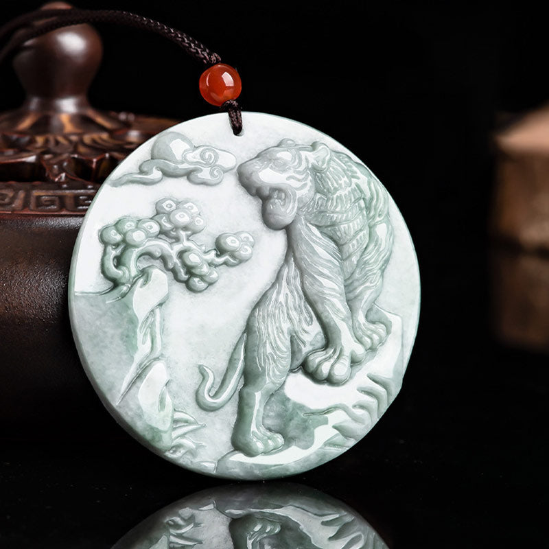 Buddha Stones Chinese dierenriem tijger jade Ketting met hanger - image 5