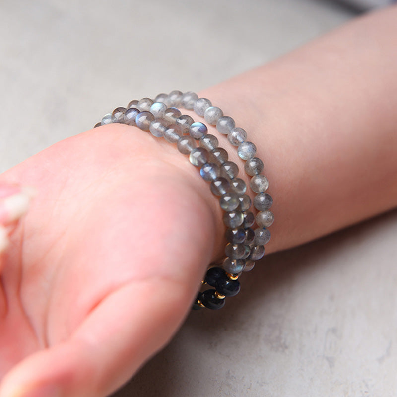 Buddha Stones Maansteen Lazuriet Lapis Lazuli Kalmerende Helende Positieve Armband - image 9