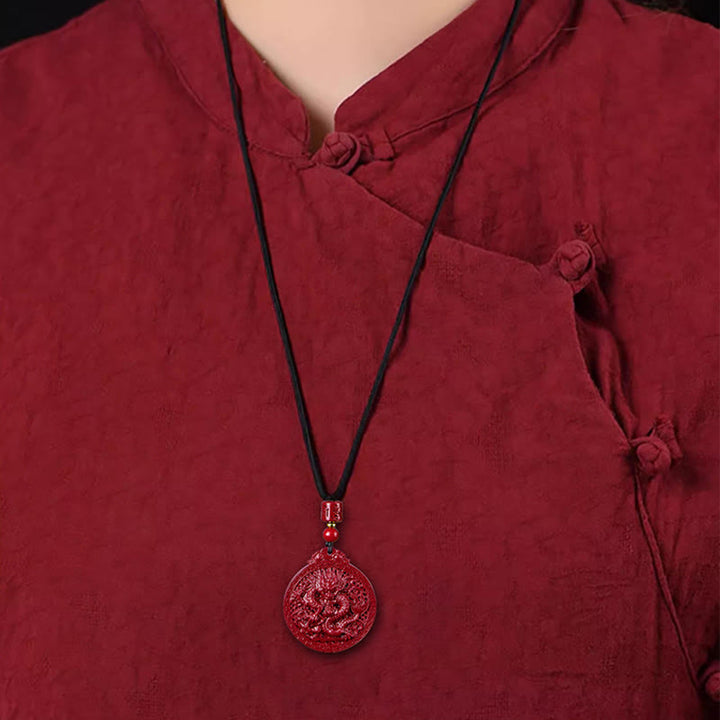 Buddha Stones Ketting met drakenbescherming, natuurlijke cinnaber, Jaar van de Draak - image 12