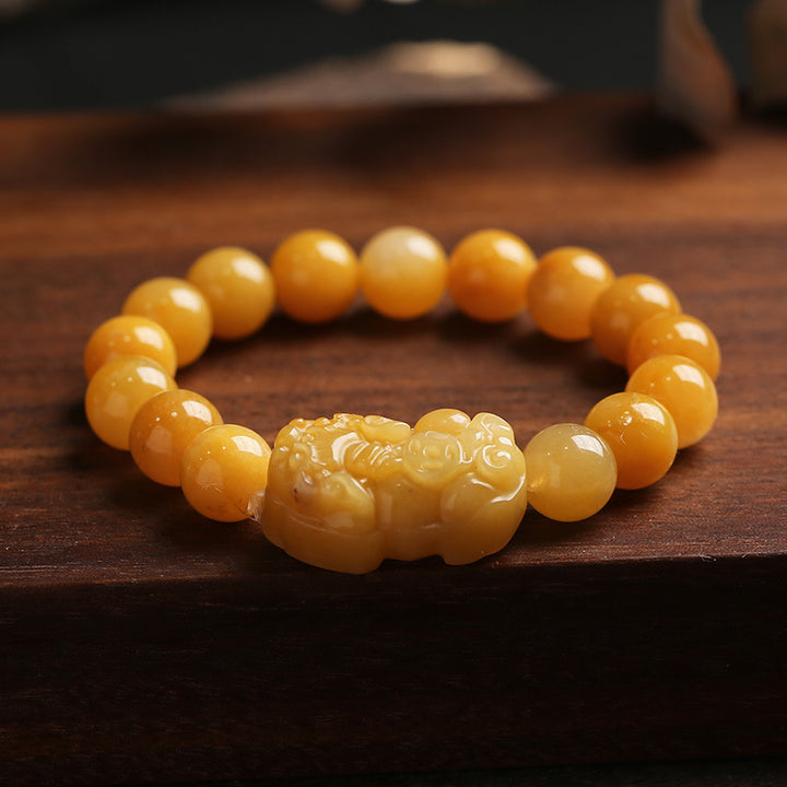 Buddha Stones Gouden zijden jade PiXiu rijkdom Armband - Gouden zijden jade - image 0