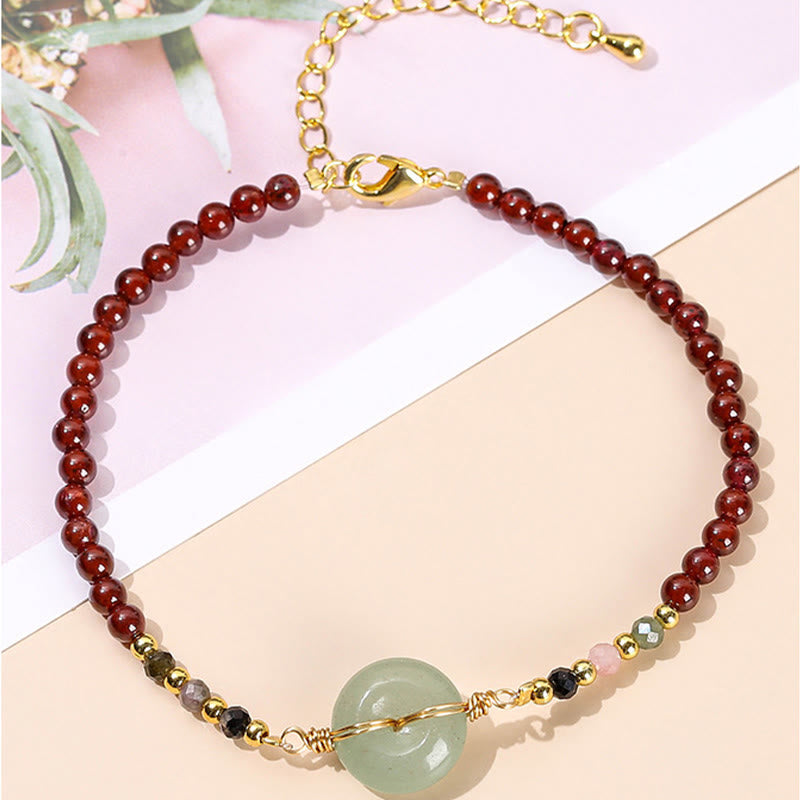 Buddha Stones Natuurlijke granaat vredesgesp kraal kalm Armband - image 6