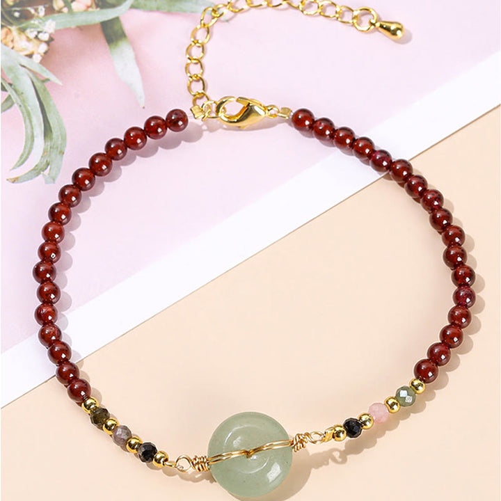 Buddha Stones Natuurlijke granaat vredesgesp kraal kalm Armband - image 6