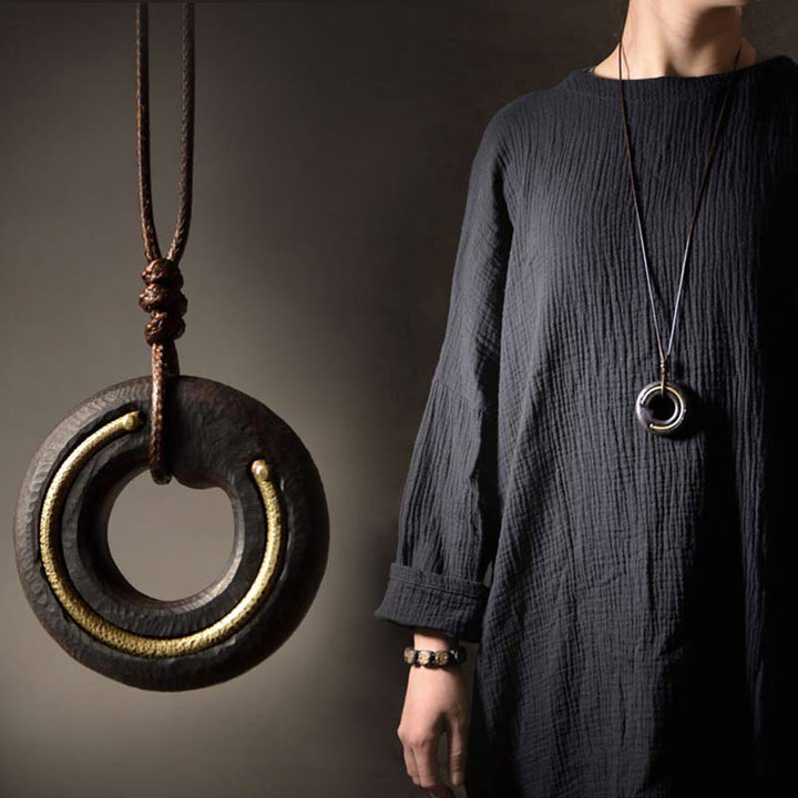 Buddha Stones Zen cirkel ebbenhouten Ketting - image 4