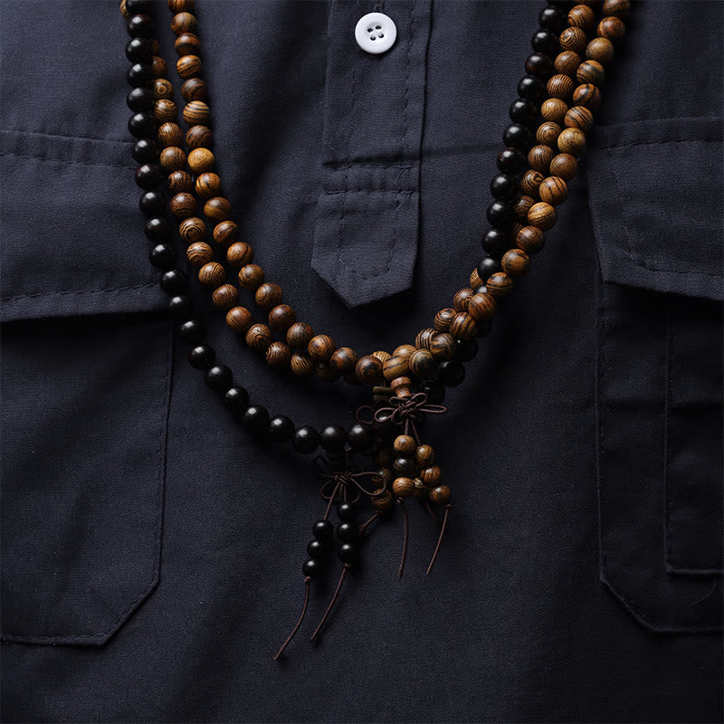 Buddha Stones 108 Mala kralen Armband voor gebed en meditatie, sandelhout, elastisch - image 4