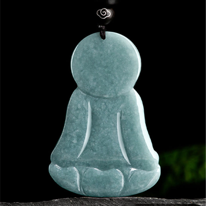 Buddha Stones Amitabha Boeddha Amulet van Natuurlijke Jade Lotus, symbool van mededogen, Ketting - image 5