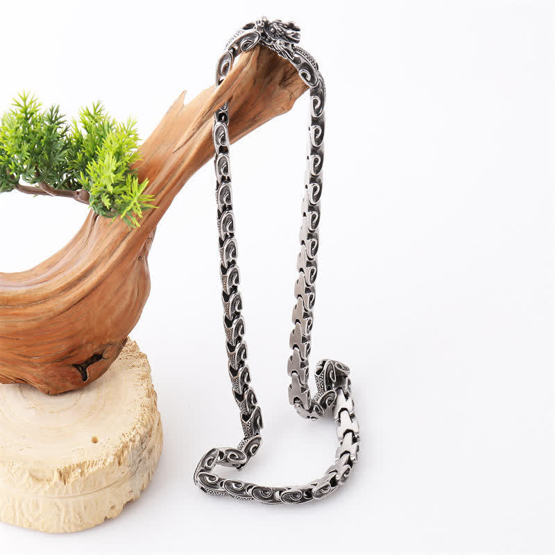 Buddha Stones Beschermende Ketting met hanger en drakenpatroon van titaniumstaal . - image 6