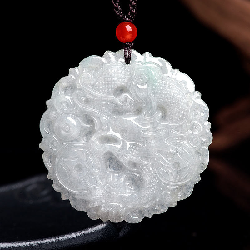 Buddha Stones Witte jade draak Ketting met hanger. - image 5