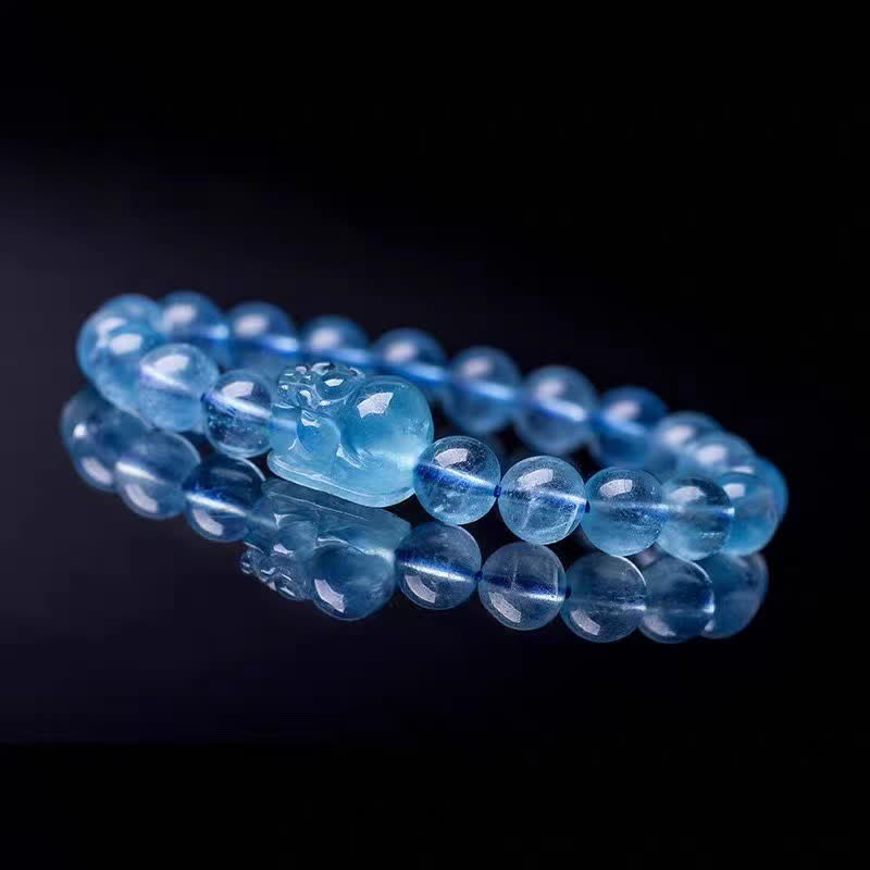 Buddha Stones Natuurlijke aquamarijn PiXiu Serenity helende Armband - image 1